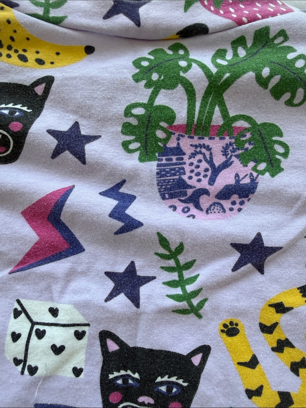 Nooworks Lavender Graphic Cropped Tee with Multicolor Prints - Picture 7 of 7